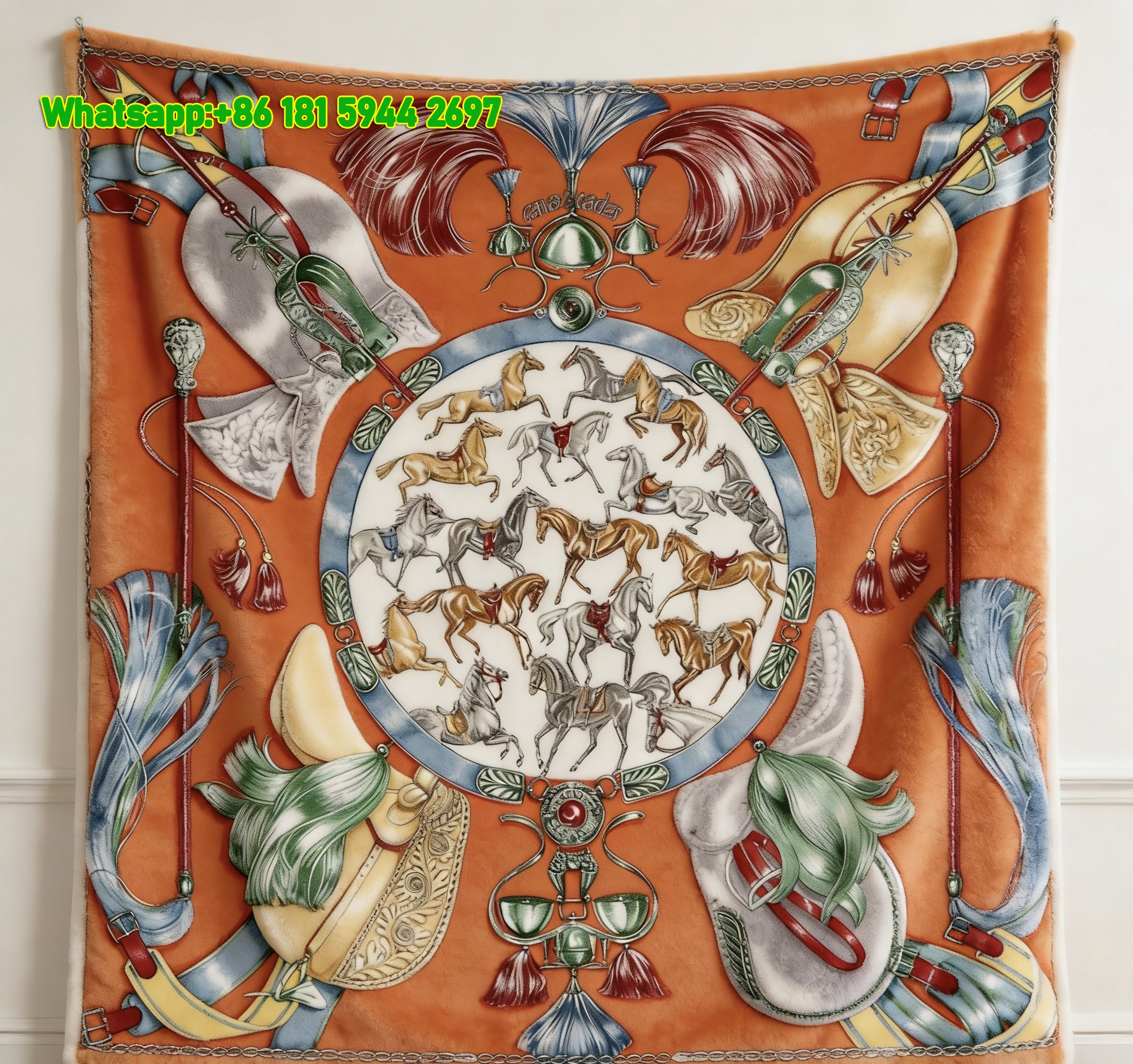 Hermes Equestrian Horse Parade Flannel Throw Blanket IMG_5469